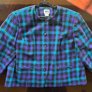 LESLIE FAY 24WP Wool/ Acrylic Princess Cut Plaid Jacket -VINTAGE